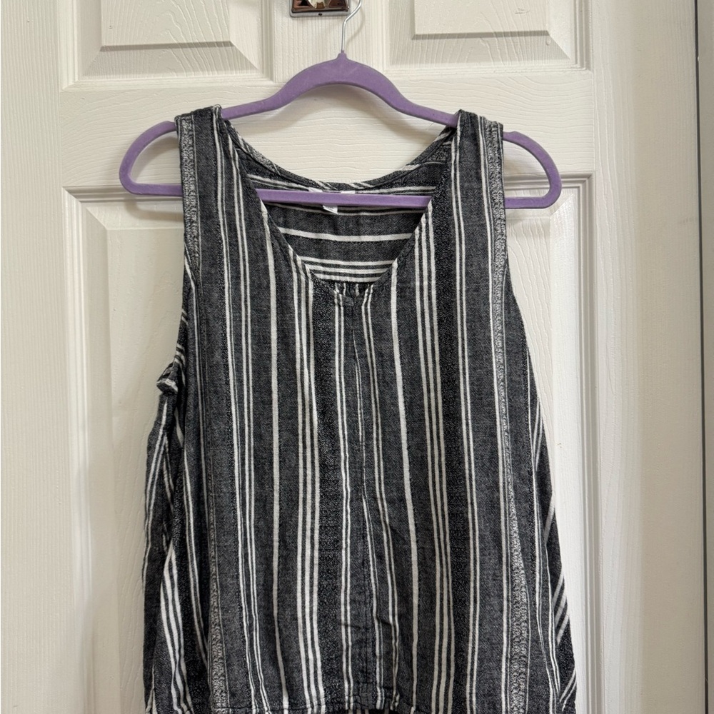 Time and tru Striped Sleeveless Top - Black and White